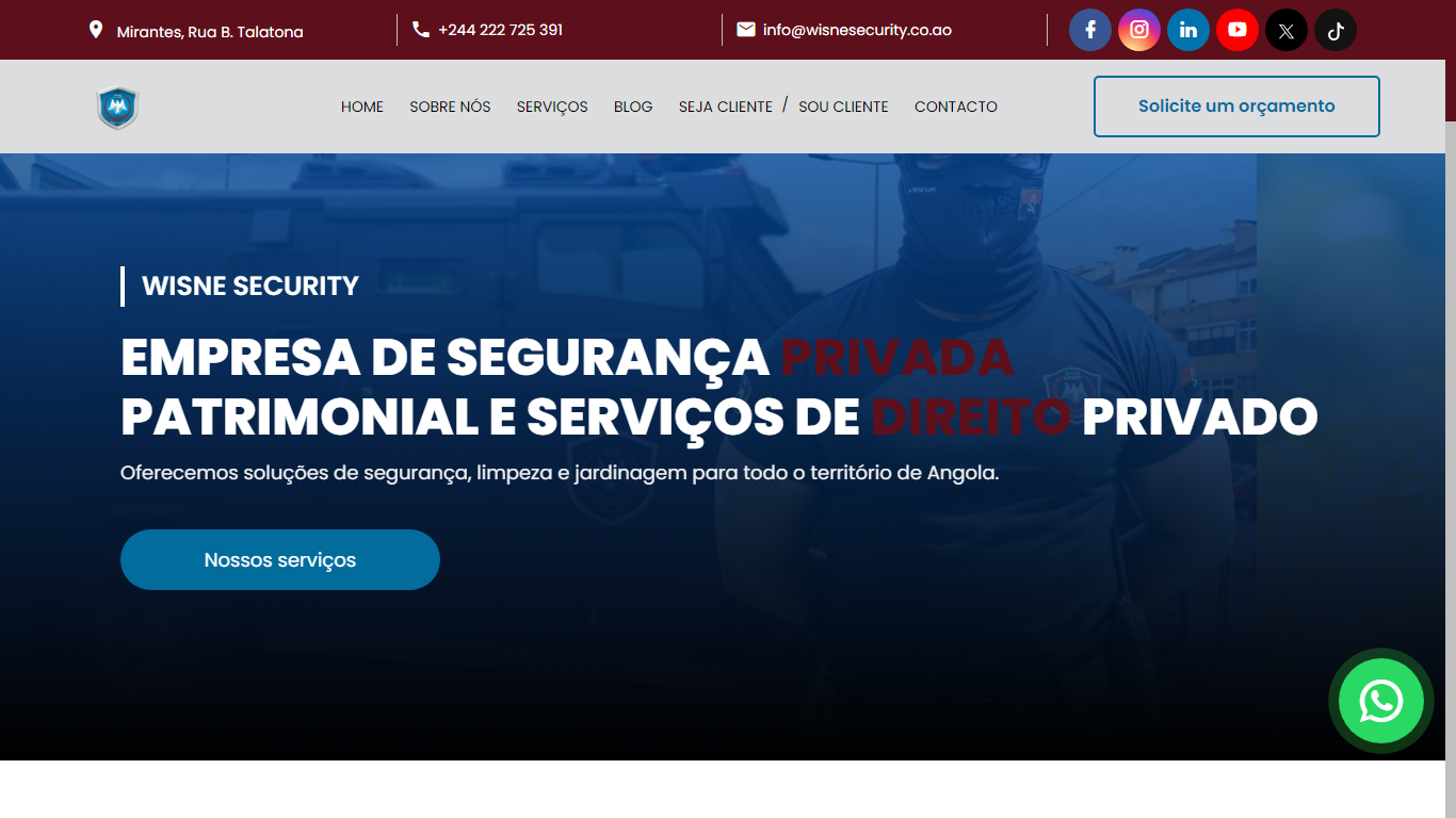 Site Institucional da Wisne Security